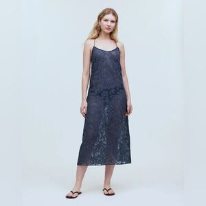 NWT Madewell Deep Shadow Blue Floral Halter Cover Up Midi Dress Size XS Women